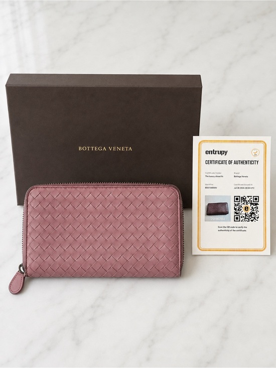 Bottega Veneta Handbags - Bottega Veneta Intrecciato Zip Around Wallet Pink Leather